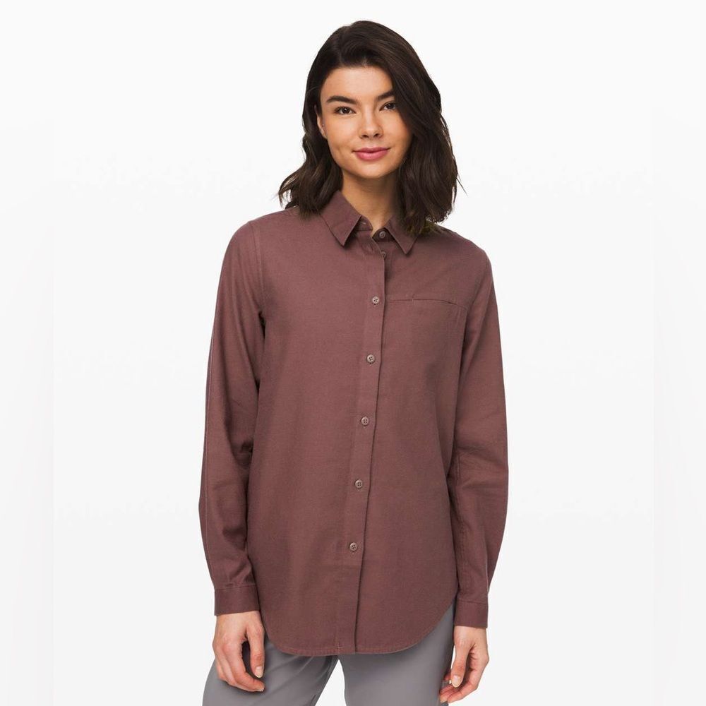 Lululemon Full Day Ahead Shirt Antique Bark size 12